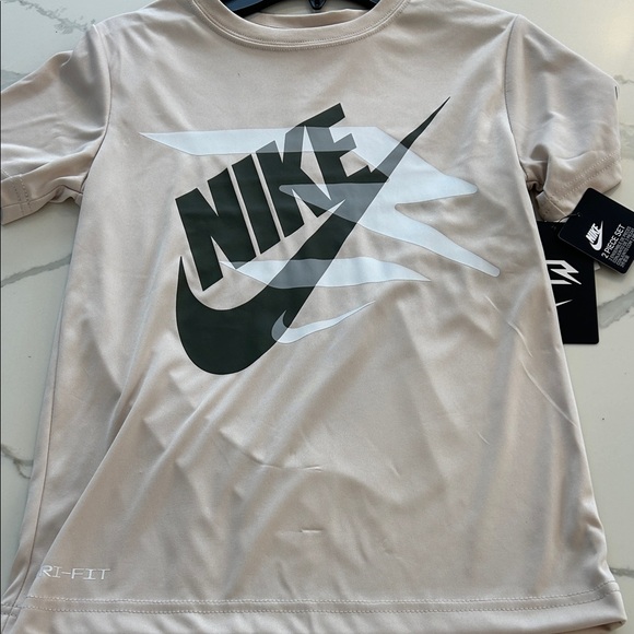 NWT Boys Nike Light Beige Tee and Dark Olive Shorts Set - Picture 2 of 5